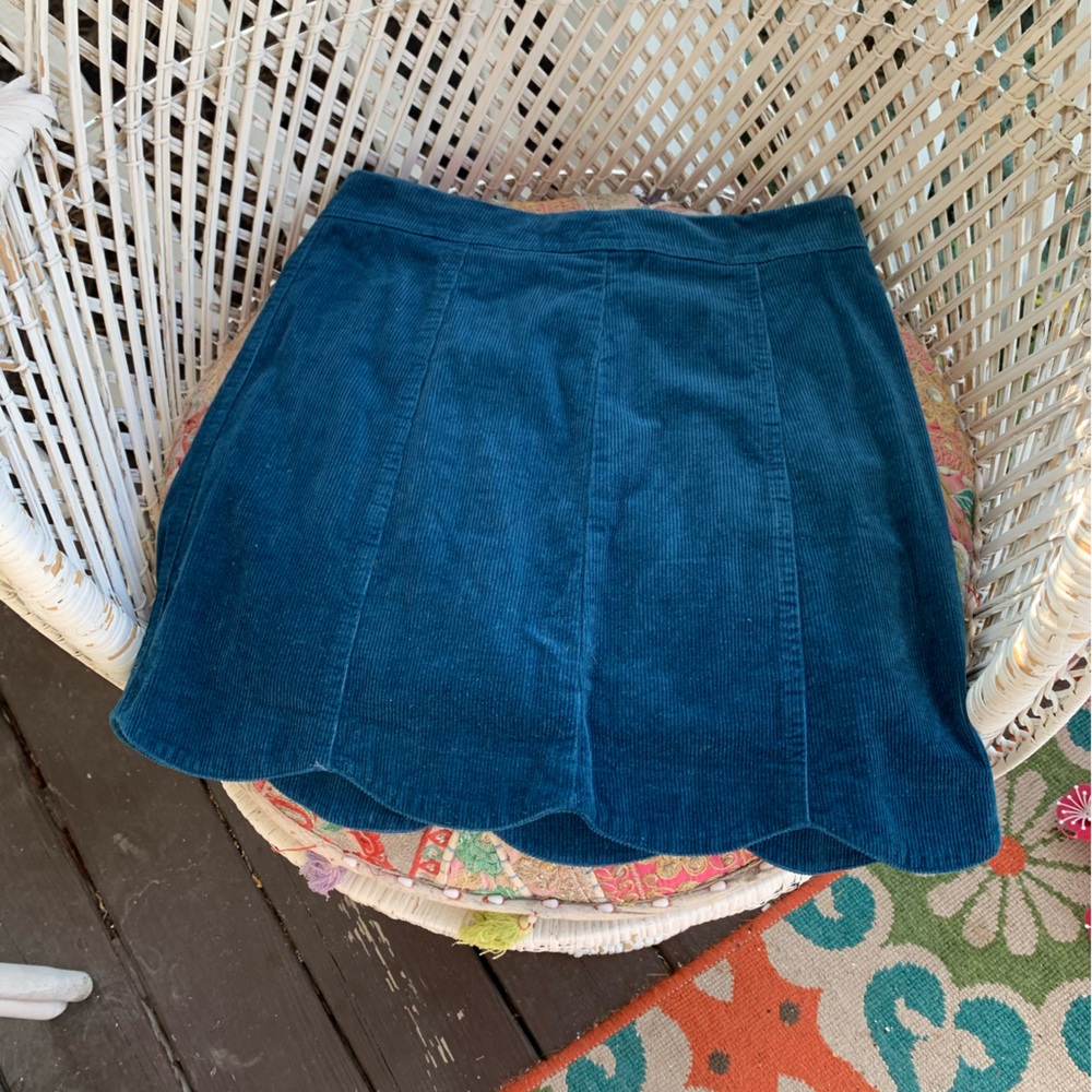 Altar'd State Teal Corduroy Mini Skirt